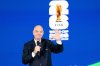 FIFA president Gianni Infantino speaks during the soccer World Cup 2026 playoff draw in Zurich, Switzerland, Thursday, Nov. 20, 2025. (Claudio Thoma/Keystone via AP)
