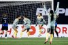 Vancouver Rise's Samantha Chang (8), centre right, jumps in celebration of her teammate Holly Ward's goal against the Ottawa Rapid during second half Northern Super League semifinal soccer action in Ottawa, on Saturday, Nov. 8, 2025. THE CANADIAN PRESS/Spencer Colby