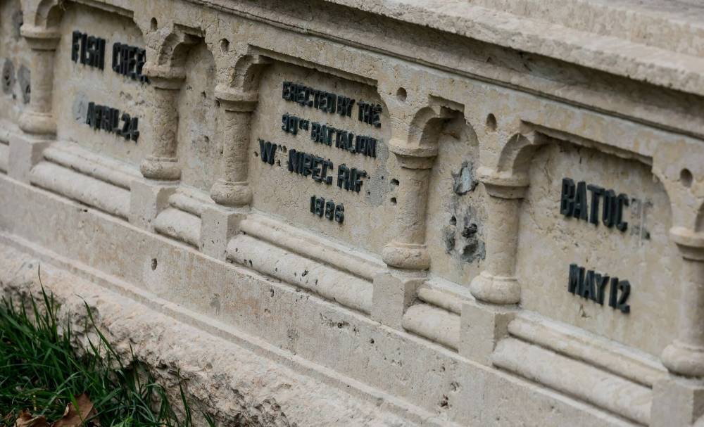 JOHN WOODS / FREE PRESS
                                The North West Rebellion memorial cenotaph at St John’s Anglican Church