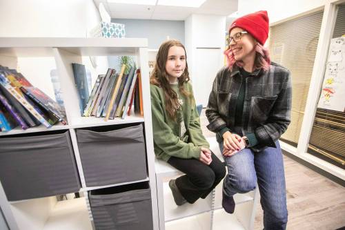 MIKAELA MACKENZIE / FREE PRESS Cece Friesen (11) and her mom, Michelle Ward, on Thursday, Nov. 6, 2025. For Maggie story. Free Press 2025