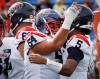 Jeff McIntosh / THE CANADIAN PRESS FILES
                                Montreal Alouettes’ Justin Lawrence (centre) celebrates a touchdown.