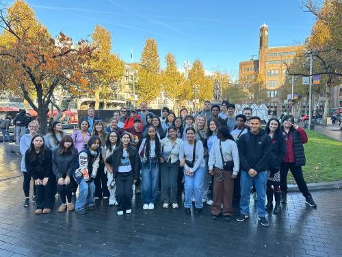 A group of roughly 30 students from Manitoba arrived in Amsterdam late last week to begin their 10-day trip to world war sites and museums across Europe. (Supplied)