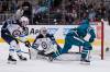 Godofredo A. Vásquez / The Associated Press
                                San Jose Sharks centre Macklin Celebrini, right, scores on Winnipeg Jets goaltender Connor Hellebuyck in the first period Friday, in San Jose.