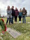 Supplied
                                Alyssa Gardner (from left) and cousins Cole Wasiuta and Kylie Wasiuta Elias, along with Cole’s wife Kaitlyn Wasiuta and Kylie’s husband Jordan Elias, make their annual Remembrance Day visit to grandfather William “Gus” Wasiuta’s grave at Glen Eden Cemetery.
