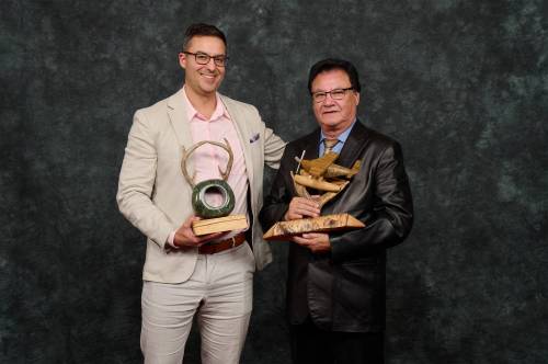 Tony Nardella photo
Cody Gonsalves and E. Oliver Owen were the recipients of this year's Visionary Indigenous Business Excellence Awards. Each received a custom award created by Winnipeg artist Frederick Lyle Spence.