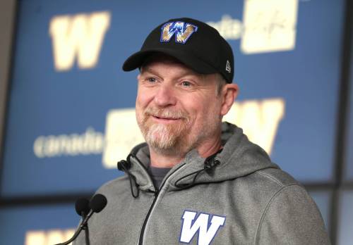 Ruth Bonneville / FREE PRESS
                                Winnipeg Blue Bombers head coach Mike O’Shea spoke to the media for the first time on Tuesday after signing a three-year contract extension with the club.