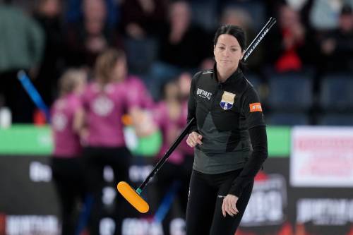 Darren Calabrese / THE CANADIAN PRESS
                                Skip Kerri Einarson reacts after allowing three points to Team Black in the ninth end during the Canadian Olympic curling trials semifinal in Halifax Thursday.