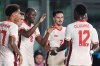 Canada midfielder Ismael Kone (8) celebrates with teammates including midfielder Stephen Eustaquio (7) after scoring his side's first goal against Venezuela during the first half of an international friendly soccer match, Tuesday, Nov. 18, 2025, in Fort Lauderdale, Fla. (AP Photo/Rebecca Blackwell)