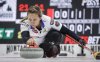 Team Homan skip Rachel Homan makes a shot against Team Brown during the women's final at the PointsBet Invitational in Calgary, Sunday, Oct. 5, 2025. THE CANADIAN PRESS/Jeff McIntosh
