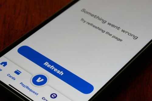FILE - A Venmo mobile app shows it is not available during the Amazon Web Services outage, Oct. 20, 2025, in Chicago. (AP Photo/Kiichiro Sato, File)