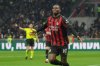 AC Milan's Rafael Leao celebrates after scoring the opening goal during the Serie A soccer match between AC Milan and Lazio, in Milan, Italy, Saturday, Nov. 29, 2025. (AP Photo/Antonio Calanni)