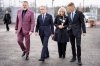 Prime Minister Mark Carney, arrives with Terrace Mayor Sean Bujtas, from left to right, Chief Executive Officer of the federal Major Projects Office, Dawn Farrell, and Minister of Housing and Infrastructure Gregor Robertson, before a major projects announcement in Terrace, B.C., on Thursday, November 13, 2025. THE CANADIAN PRESS/Ethan Cairns