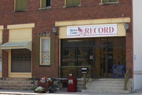 FILE - The offices of the Marion County Record weekly newspaper are seen in Marion, Kan., on Aug. 21, 2023. (AP Photo/John Hanna, File)