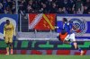 Strasbourg's Emanuel Emegha, right, celebrates after scoring a goal during the Europa Conference League opening phase soccer match between Strasbourg and Crystal Palace in Strasbourg, France, Thursday, Nov. 27, 2025. (AP Photo/Antonin Utz)