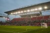 Fans clear the stands in heavy rain after the match was postponed due to a weather delay during the first half of the 2025 NSL final in Toronto, on Saturday, Nov. 15, 2025. THE CANADIAN PRESS/Sammy Kogan