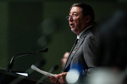 Sen. Paul Prosper speaks during a plenary session on economic reconciliation the first day of the Assembly of First Nations (AFN) Special Chiefs Assembly in Ottawa, on Tuesday, Dec. 3, 2024. THE CANADIAN PRESS/Spencer Colby