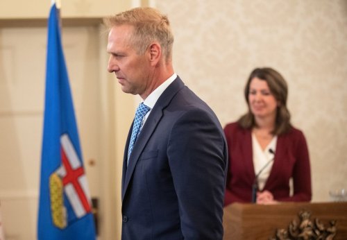 Minister of Affordability and Utilities Nathan Neudorf  is sworn into cabinet, in Edmonton, Friday, June 9, 2023. THE CANADIAN PRESS/Jason Franson.