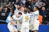 Marseille's Pierre-Emerick Aubameyang, right, celebrates after scoring a goal during a Champions League opening phase soccer match between Marseille and Newcastle United in Marseille, France, Tuesday, Nov. 25, 2025. (AP Photo/Philippe Magoni)