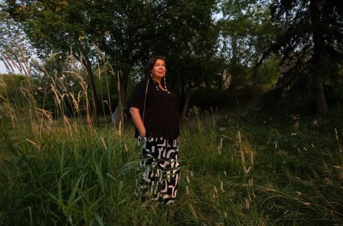 Director Tasha Hubbard poses in Edmonton on Thursday, Sept. 2, 2025. THE CANADIAN PRESS/Jason Franson