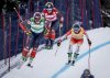 Canada's Marielle Thompson, left, Hannah Schmidt, centre, and Switzerland's Talina Gantenbein ski during the women's semi-final of a World Cup ski cross event at Nakiska Ski Resort in Kananaskis, Alta., Saturday, Jan. 20, 2024.THE CANADIAN PRESS/Jeff McIntosh