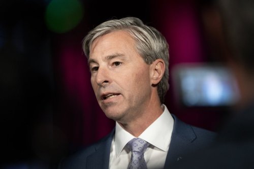 Nova Scotia Premier Tim Houston speaks to reporters in Halifax on Thursday, Nov. 14, 2024. THE CANADIAN PRESS/Darren Calabrese