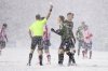 Cavalry FC's Mihail Gherasimencov (19) complains to a referee after being issued a yellow card during second half Canadian Premier League finals soccer action against Atletico Ottawa, in Ottawa, on Monday, Nov. 10, 2025. THE CANADIAN PRESS/Spencer Colby