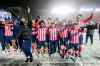 Atletico Ottawa players celebrate with fans, not pictured, following their teams’ victory over Cavalry FC' during extra time Canadian Premier League finals soccer action in Ottawa, on Sunday, Nov. 9, 2025. THE CANADIAN PRESS/Spencer Colby