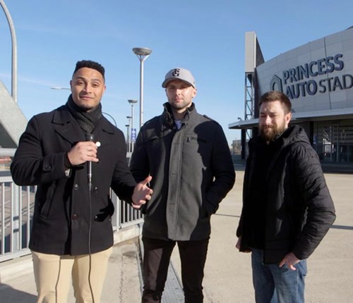 Free Press sports reporters Joshua Frey-Sam (from left), Taylor Allen and Jeff Hamilton.