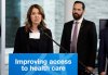 Alberta Premier Danielle Smith, left, and Matt Jones, minister of hospitals, make a health-care announcement in Calgary on Friday, Nov. 14, 2025. THE CANADIAN PRESS/Jeff McIntosh