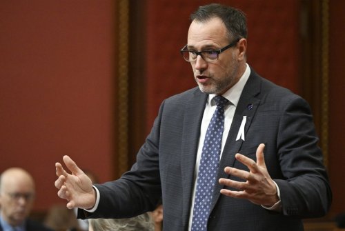 Quebec Secularism Minister Jean-François Roberge responds to the Opposition during question period at the legislature in Quebec City, Thursday, Nov. 27, 2025. THE CANADIAN PRESS/Jacques Boissinot