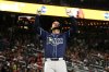 FILE - Tampa Bay Rays' Everson Pereira celebrates his home run during the fifth inning of a baseball game against the Washington Nationals, Aug. 29, 2025, in Washington. (AP Photo/Nick Wass, File)