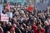 Protesters hold placards during a protest march against the surging far right following a spate of incidents targeting ethnic minorities and liberals, in Zagreb, Croatia, Sunday, Nov. 30, 2025. (AP Photo)
