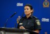 Winnipeg Police Service Public Information Officer Const. Dani McKinnon speaks to the media on Thursday, Sept. 2, 2021, at the Public Information Office in Winnipeg. THE CANADIAN PRESS/David Lipnowski