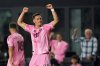 Inter Miami forward Tadeo Allende celebrates after scoring the second goal against New York City FC during the first half of an MLS Eastern Conference final soccer match, Saturday, Nov. 29, 2025, in Fort Lauderdale, Fla. (AP Photo/Rebecca Blackwell)