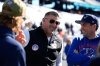 New England Patriots head coach Mike Vrabel speaks with PGA golfer Keegan Bradley before an NFL football game between the New England Patriots and the Atlanta Falcons, Sunday, Nov. 2, 2025, in Foxborough, Mass. (AP Photo/Robert F. Bukaty)