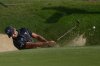 Aaron Rai of England hits a shot from a bunker on the 7th hole during the third round of the Abu Dhabi Golf Championship in Abu Dhabi, United Arab Emirates, Saturday, Nov. 8, 2025. (AP Photo/Altaf Qadri)