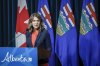 Alberta Premier Danielle Smith provides an update on teacher bargaining in Calgary, on Friday, Oct. 17, 2025. THE CANADIAN PRESS/Jeff McIntosh