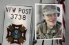 A photo is displayed of National Guard member Specialist Sarah Beckstrom, one of two National Guard members who were shot in Washington on Wednesday, in Webster Springs, W.Va., Friday, Nov. 28, 2025. (AP Photo/Kathleen Batten)