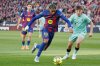 Barcelona's Lamine Yamal in action in front of Athletic Bilbao's Oihan Sancet during a La Liga soccer match between Barcelona and Athletic in Barcelona, Spain, Saturday, Nov. 22, 2025. AP Photo/Joan Monfort)