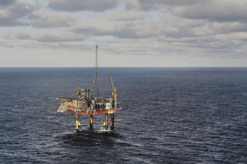 The INEOS Energy's Siri platform seen from a helicopter above the North Sea, Denmark, Tuesday, Nov. 25, 2025. (AP Photo/James Brooks)