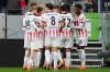 Freiburg's players celebrate the opening goal during the German Bundesliga soccer match between SC Freiburg and FC St. Pauli in Freiburg, Germany, Sunday, Nov. 9, 2025. (Philipp von Ditfurth/dpa via AP)
