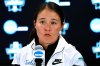 FILE - UCLA coach Margueritte Bates (Aozasa) speaks at a news news conference following the team's win over Alabama in an an NCAA women's soccer tournament semifinal in Cary, N.C., Dec. 2, 2022. (AP Photo/Karl B DeBlaker, file)