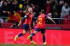 Spain's Claudia Pina, left, celebrates after scoring the opening goal during the Women's Nations League final soccer match between Spain and Germany in Madrid, Tuesday, Dec. 2, 2025. (AP Photo/Manu Fernandez)