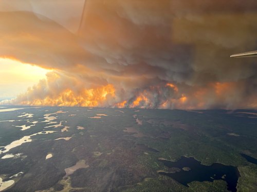 A wildfire in the Flin Flon, Man. area is shown in a government handout photo on Tuesday, May 27, 2025. THE CANADIAN PRESS/HO - Manitoba Government