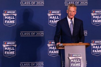FILE - NASCAR president Steve Phelps announces the inductees to the 2025 NASCAR Hall of Fame class, Tuesday, May 21, 2024, in Charlotte, N.C. (AP Photo/Matt Kelley, File)