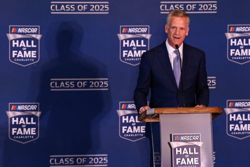 FILE - NASCAR president Steve Phelps announces the inductees to the 2025 NASCAR Hall of Fame class, Tuesday, May 21, 2024, in Charlotte, N.C. (AP Photo/Matt Kelley, File)