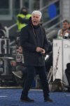 Roma's head coach Gian Piero Gasperini during the Serie A Enilive soccer match between AS Roma and Como 1907 at Rome's Olympic stadium, Italy, Monday, Dec. 15, 2025. (Fabrizio Corradetti/LaPresse via AP)