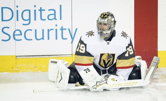 Vegas Golden Knights goalie Carter Hart (Jeff McIntosh/ The Canadian Press files)