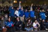 Baseball fans watch World Series Game 7 between the Toronto Blue Jays and Los Angeles Dodgers during a watch party at the University of Toronto in Toronto on Saturday, November 1, 2025. THE CANADIAN PRESS/Nick Iwanyshyn