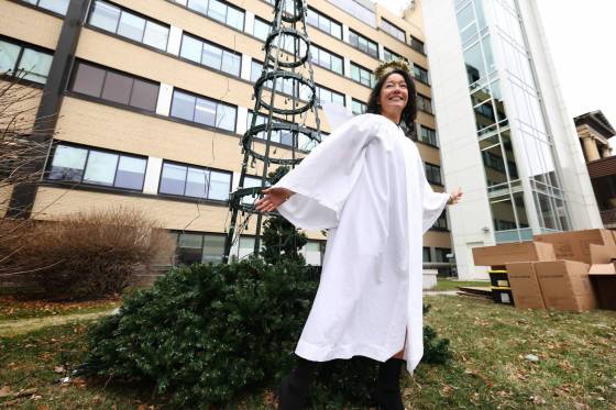 Lisa Stiver, outside Misericordia Health Centre Thursday, says people ask her about the Angel Squad campaign all year. (Ruth Bonneville / Free Press)